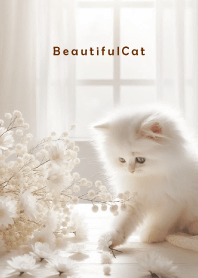 Beautiful Cat-WHITE FLOWER 25