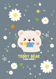 Teddy Bears Flower Summer Gray