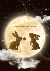 Fortune up rabbit & clover & full moon 2