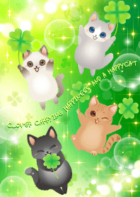 Clover carrying happiness and a happycat
