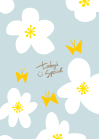 White flowers and butterflies cute9