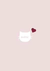 Cat & Mini Heart (Dusty Pink White)