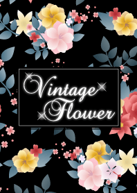Vintage flower-black&pink3-
