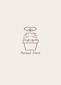 Hedgehog and Potted plant -beige-