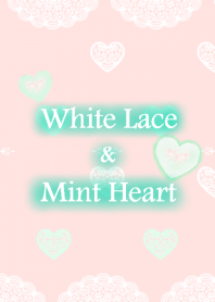 White Lace & Mint Heart & Pink