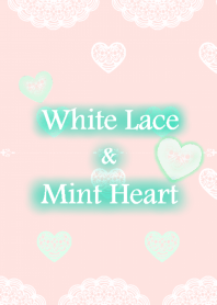 white lace & mint heart & pink