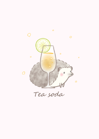 Hedgehog and Tea soda -pink-