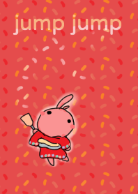 rabbit staring - jump jump - red