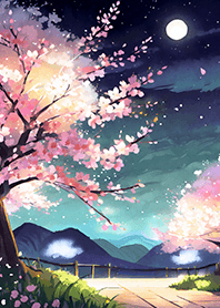 Beautiful night cherry blossoms#2176