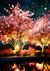 Beautiful night cherry blossoms#1634