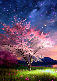 Beautiful night cherry blossoms#1106
