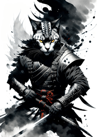 Ink wash cat samurai 8476c4