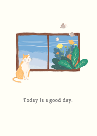 望向窗外的貓-今天也是美好的一天