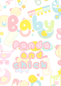 Baby panda and chick