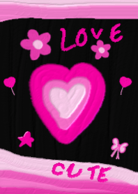 Love Heart black  pink pastel