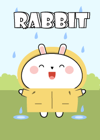 White Rabbit With Rainy Day Theme