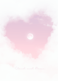 ハート雲と満月 - ピンク 01