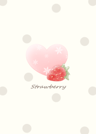 Strawberry and Heart -beige- dot