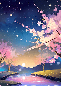 Beautiful night cherry blossoms#458