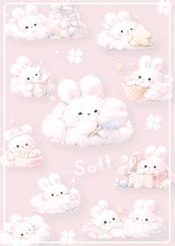 Pink Gray Cotton Candy Bunny
