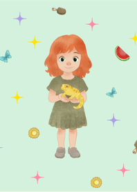 Little girl and her favorite things