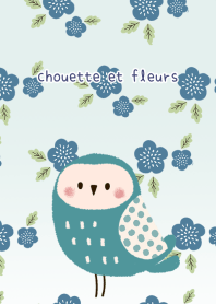 Owl and blue flower theme