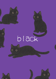 Round Black Cat on purple