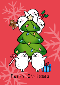 게으른 물개크리스마스!(밝은 빨간색)