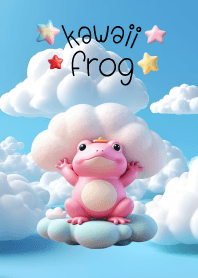 Kawaii Pink Frog in Cloud Theme