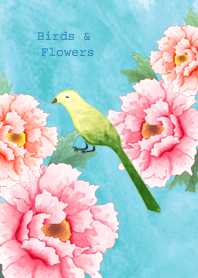 ภาพวาดสีน้ำที่สวยงามของนกและดอกไม้