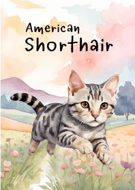 American Shorthair Cat In Flower Theme