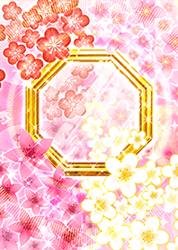 Octagonal mirror and flowers