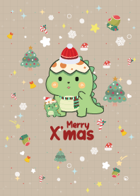Dino Cheerful Christmas Day Brown