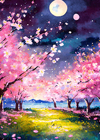 Beautiful night cherry blossoms#165