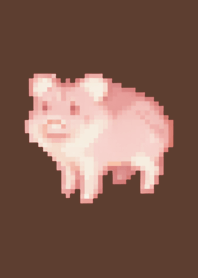 Pig Pixel Art Theme  Brown 01