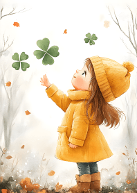 Cute girl with lucky clover