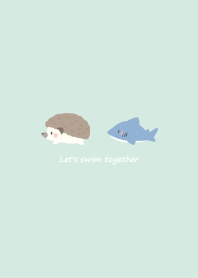 Hedgehog and Shark -mint green- swim