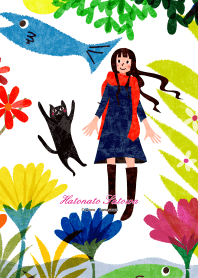 空飛ぶ魚と女の子と猫