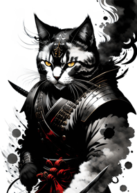 Ink wash cat samurai a7283d