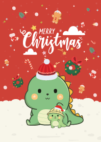 Dino Friendly Christmas Day Red
