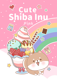 冰淇淋星空 可愛寶貝柴犬 粉紅色