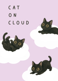 Black Cat on Cloud - Purple