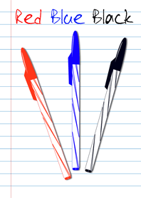 Red Blue Black pen notebook