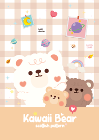 เจ้าหมี ลายสก๊อต สีครีม