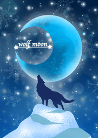Moon and wolf snow version