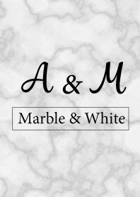 【A&M】イニシャル 大理石モノトーン白
