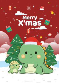 ไดโน ริมทะเล วันคริสต์มาส สีแดง