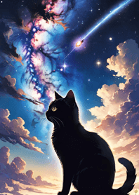 Night Moon Star Cat 032a1A