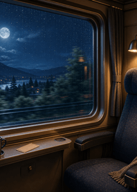 Moonlit Train Window