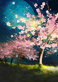 Beautiful night cherry blossoms#153